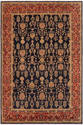 handmade Transitional Kafkaz Blue Red Hand Knotted RECTANGLE 100% WOOL area rug 9 x 12